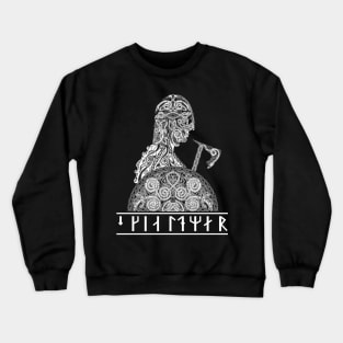 Shieldmaiden (Skjaldmaer) Axe - White Crewneck Sweatshirt